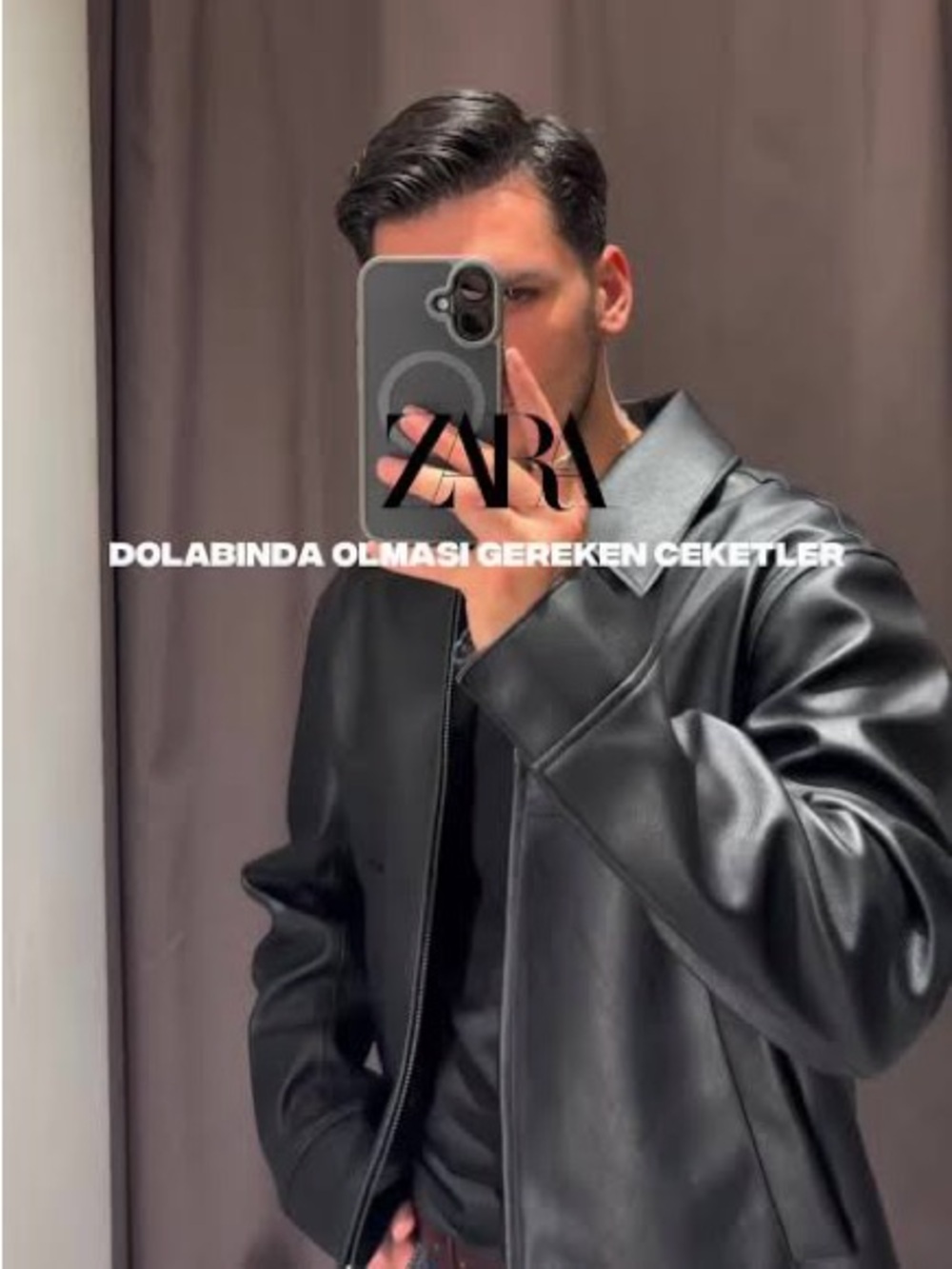 Zara Black Faux Leather Bomber Jacket